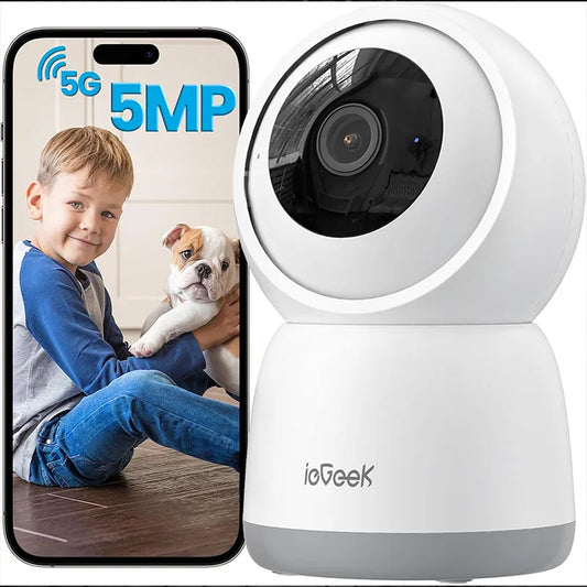 5MP Dual-Band WiFi Pet Monitoring Camera with 360° Pan, Night Vision, and 2-Way Audio by PetZync