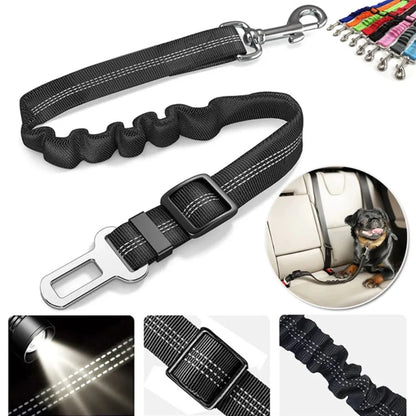 Reflective Adjustable Dog Car Seat Belt with Bungee Safety Leash by PetZync
