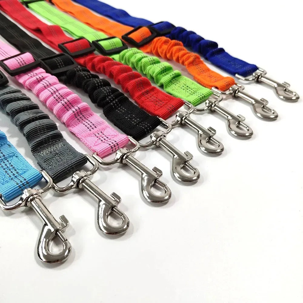 Reflective Adjustable Dog Car Seat Belt with Bungee Safety Leash by PetZync