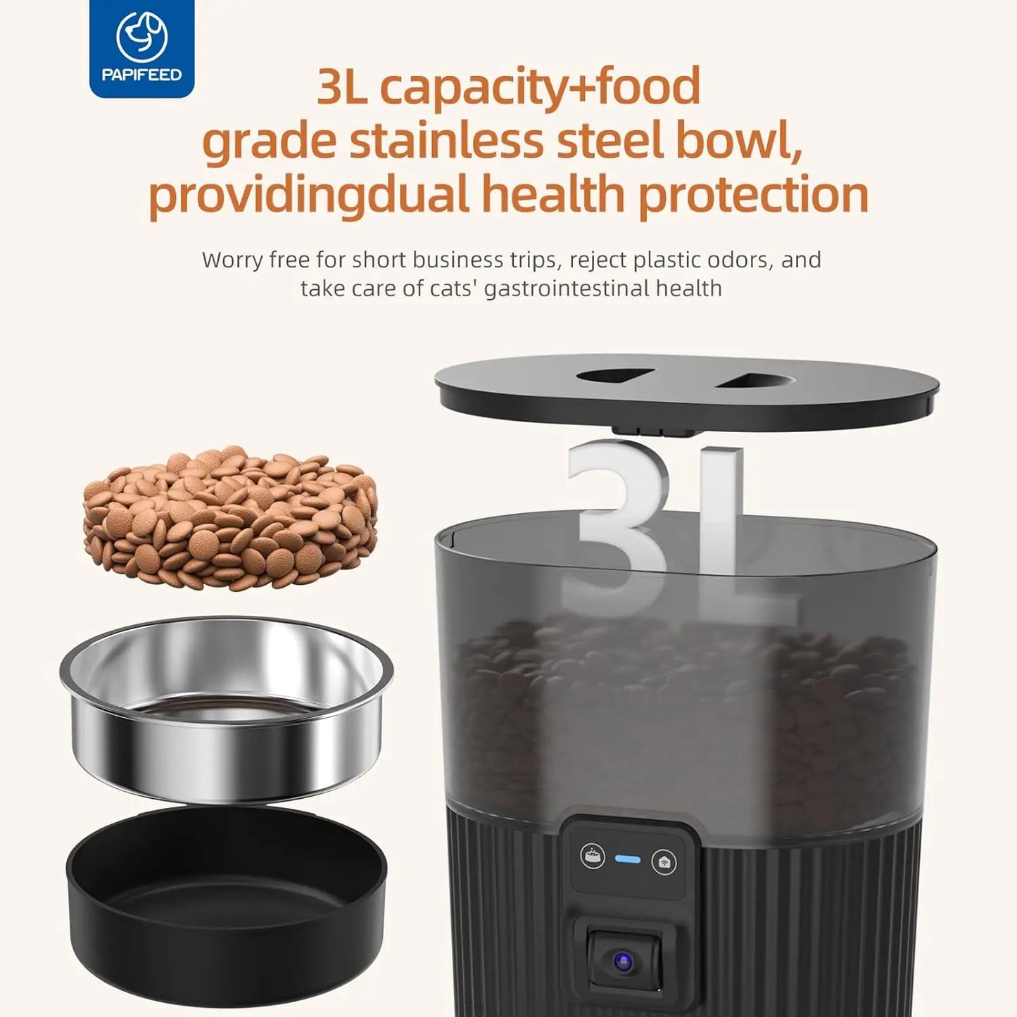 Smart WiFi Pet Feeder with Camera, Water Fountain, and App Control by PetZync