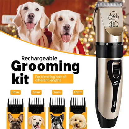 USB Rechargeable Low-Noise Pet Grooming Clipper Kit with Ceramic Blade by PetZync