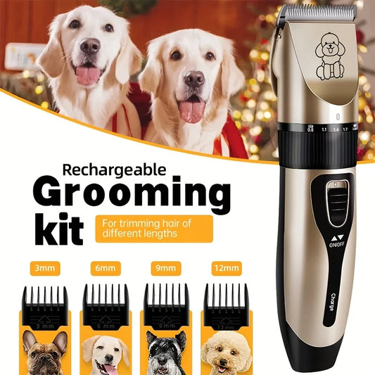USB Rechargeable Low-Noise Pet Grooming Clipper Kit with Ceramic Blade by PetZync
