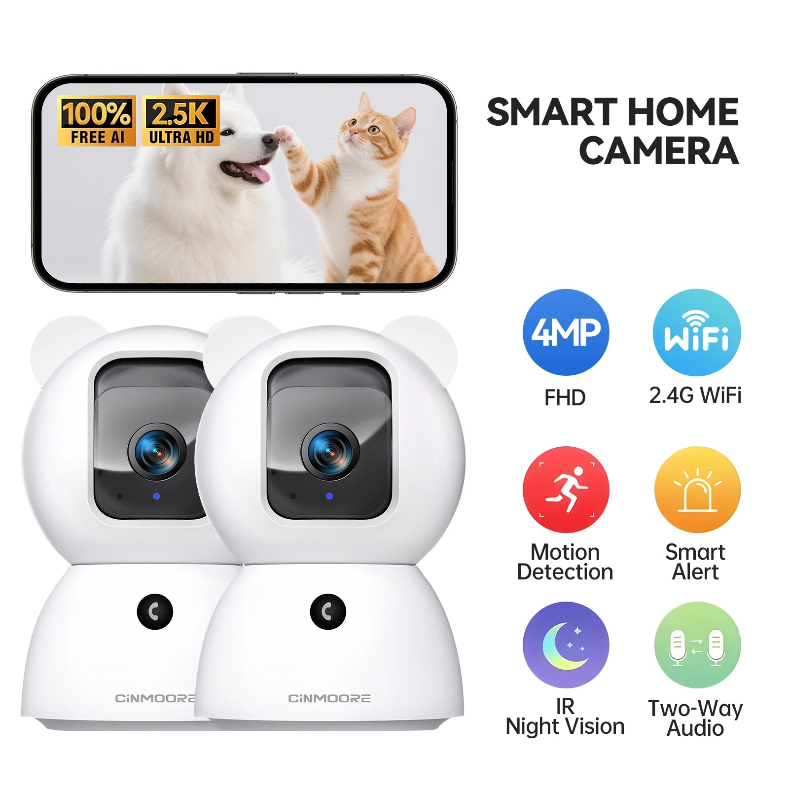 2.5K WiFi Pet Monitoring Camera with 360° View and 2-Way Audio by PetZync