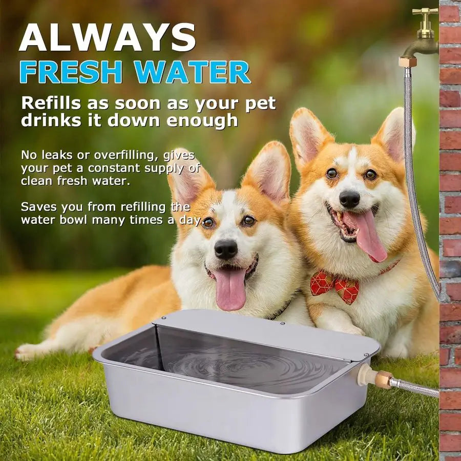 3-Gallon Automatic Stainless Steel Pet Water Bowl with Float Valve by PetZync