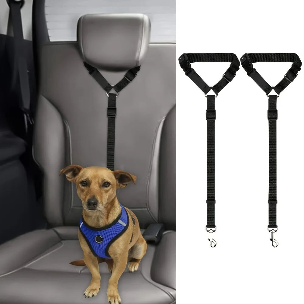 2-Pack Adjustable Dog Car Seat Belt Leashes with 360° Swivel Clip by PetZync