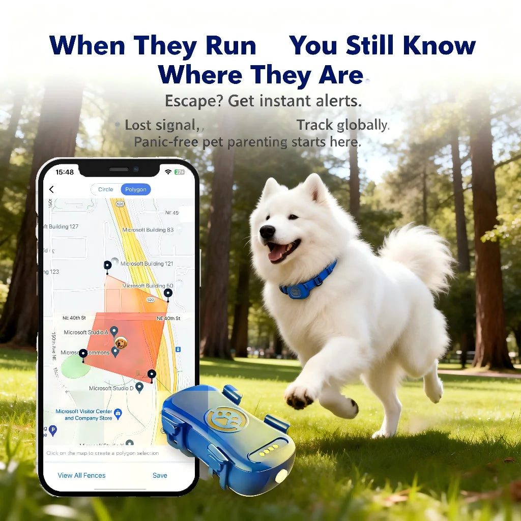 GPS Pet Tracker with Real-Time Location, Geofencing, and 1-Year Service Included by PetZync