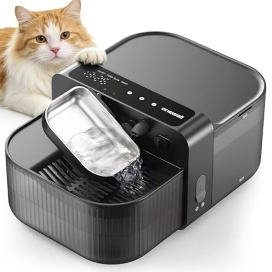 Wireless Filterless Cat Water Fountain with Stainless Steel Bowl, 3.5L by PetZync