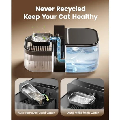 Wireless Filterless Cat Water Fountain with Stainless Steel Bowl, 3.5L by PetZync