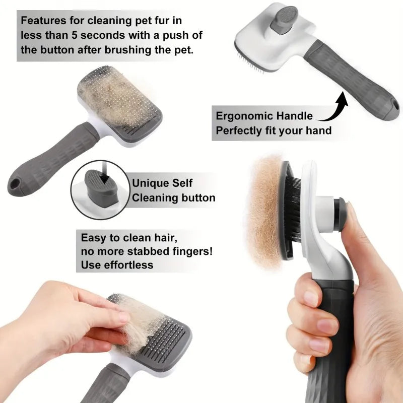 Self-Cleaning Slicker Grooming Brush for Dogs and Cats by PetZync