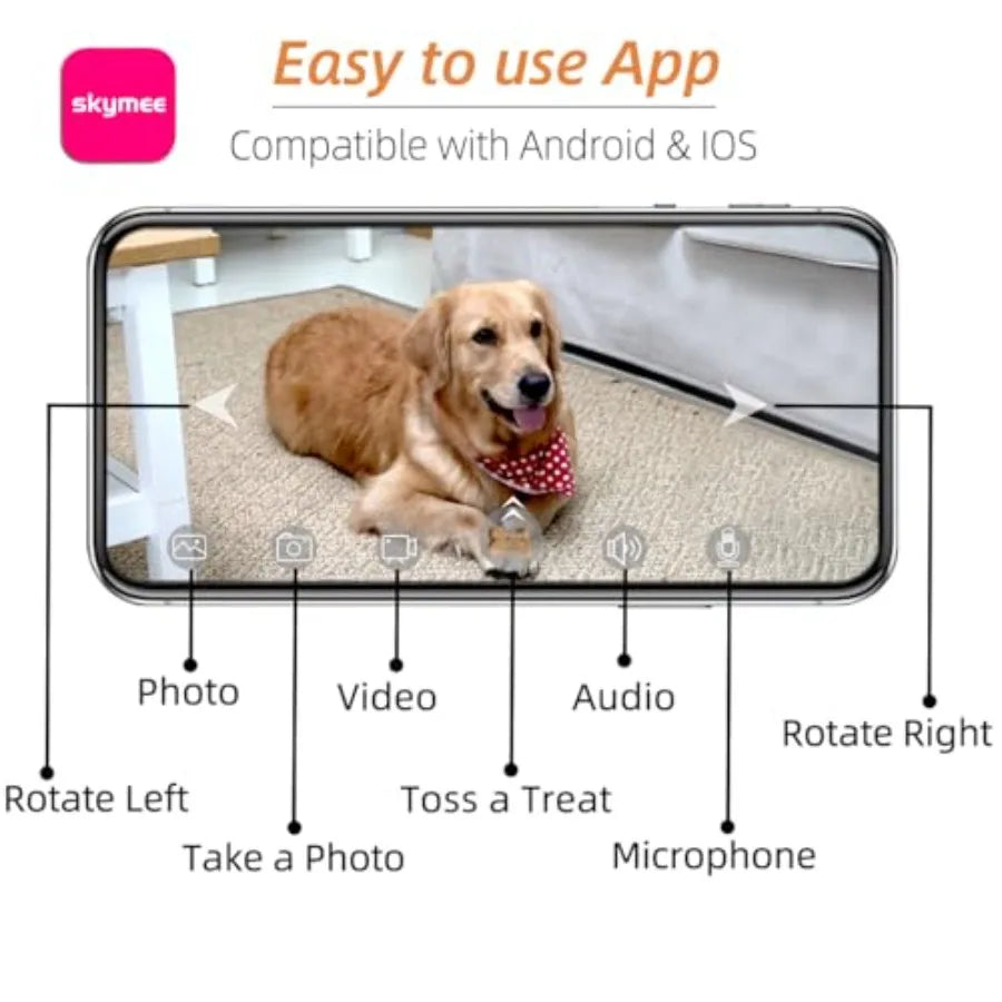 AI Dog Camera with Automatic Treat Dispenser and 180° Pan View by PetZync