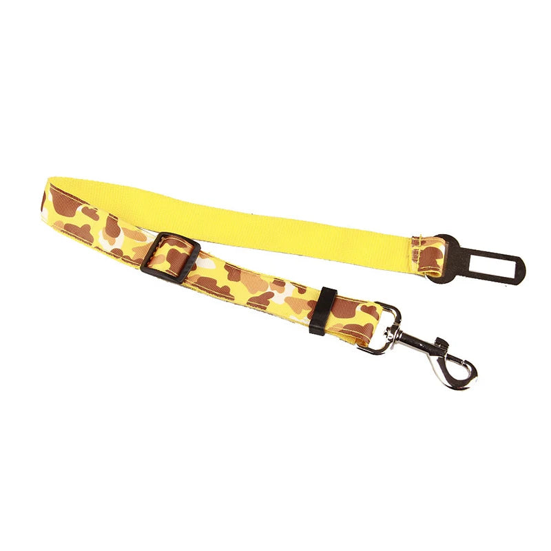 Adjustable Camouflage Denim Dog Car Safety Seat Belt Leash by PetZync