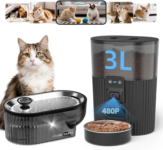 Smart WiFi Pet Feeder with Camera, Water Fountain, and App Control by PetZync