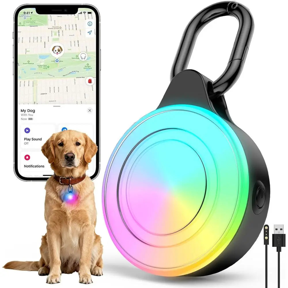 2-in-1 iOS Dog Tracker Light with LED Safety Modes, No Monthly Fee by PetZync