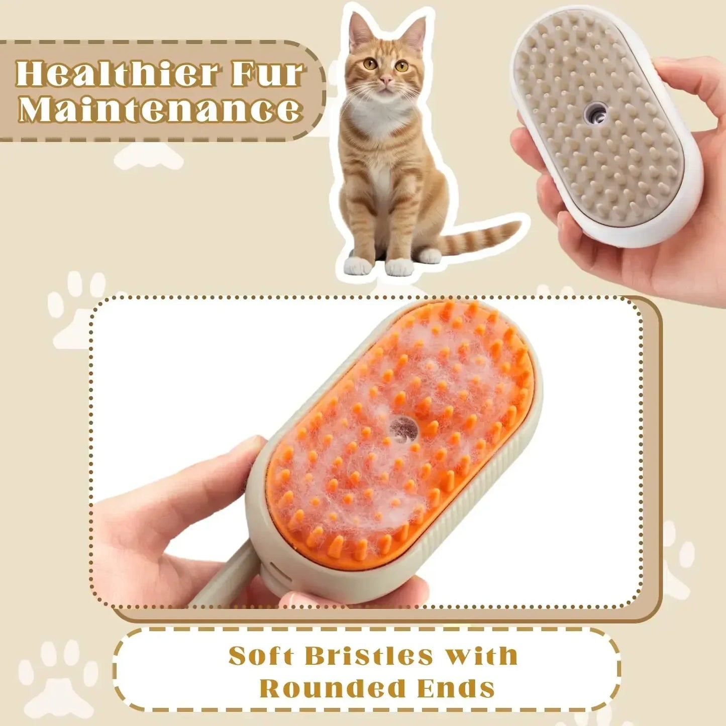 3-in-1 Pet Spray Grooming Brush for Dogs and Cats by PetZync
