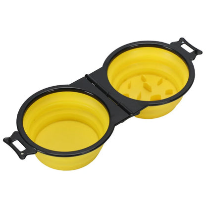 2-in-1 Collapsible Dual Pet Travel Bowl for Food and Water by PetZync