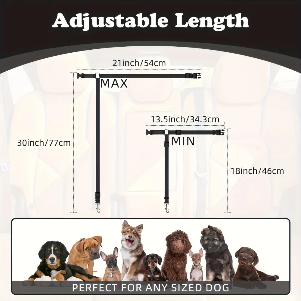 2-Pack Adjustable Dog Car Seat Belt Leashes with 360° Swivel Clip by PetZync