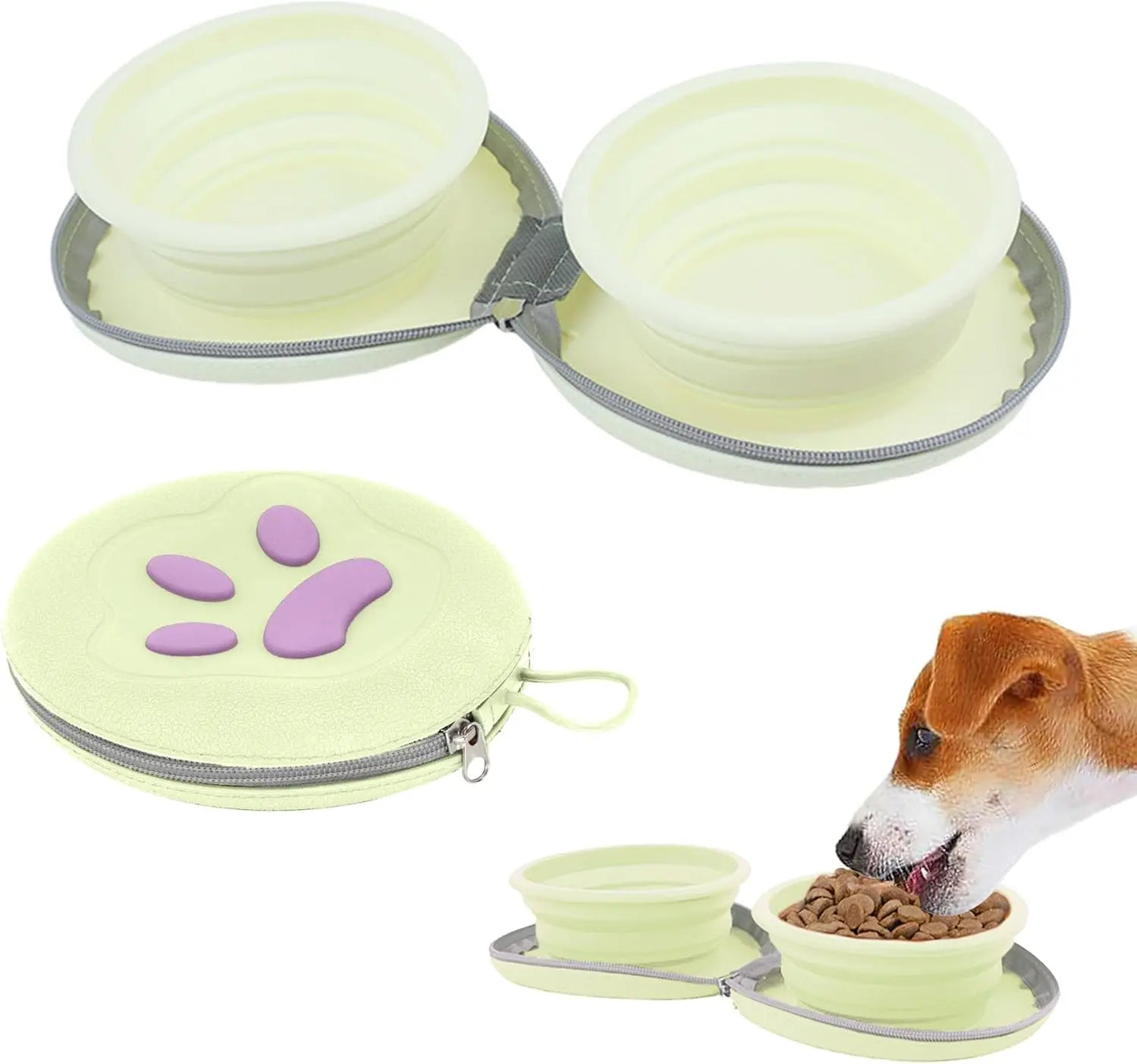 2-in-1 Collapsible Pet Travel Bowl for Food and Water by PetZync