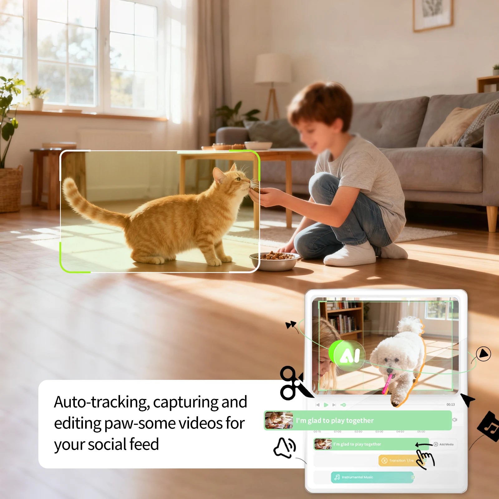 AI Pet Monitoring Camera with 2-Way Audio and Night Vision by PetZync