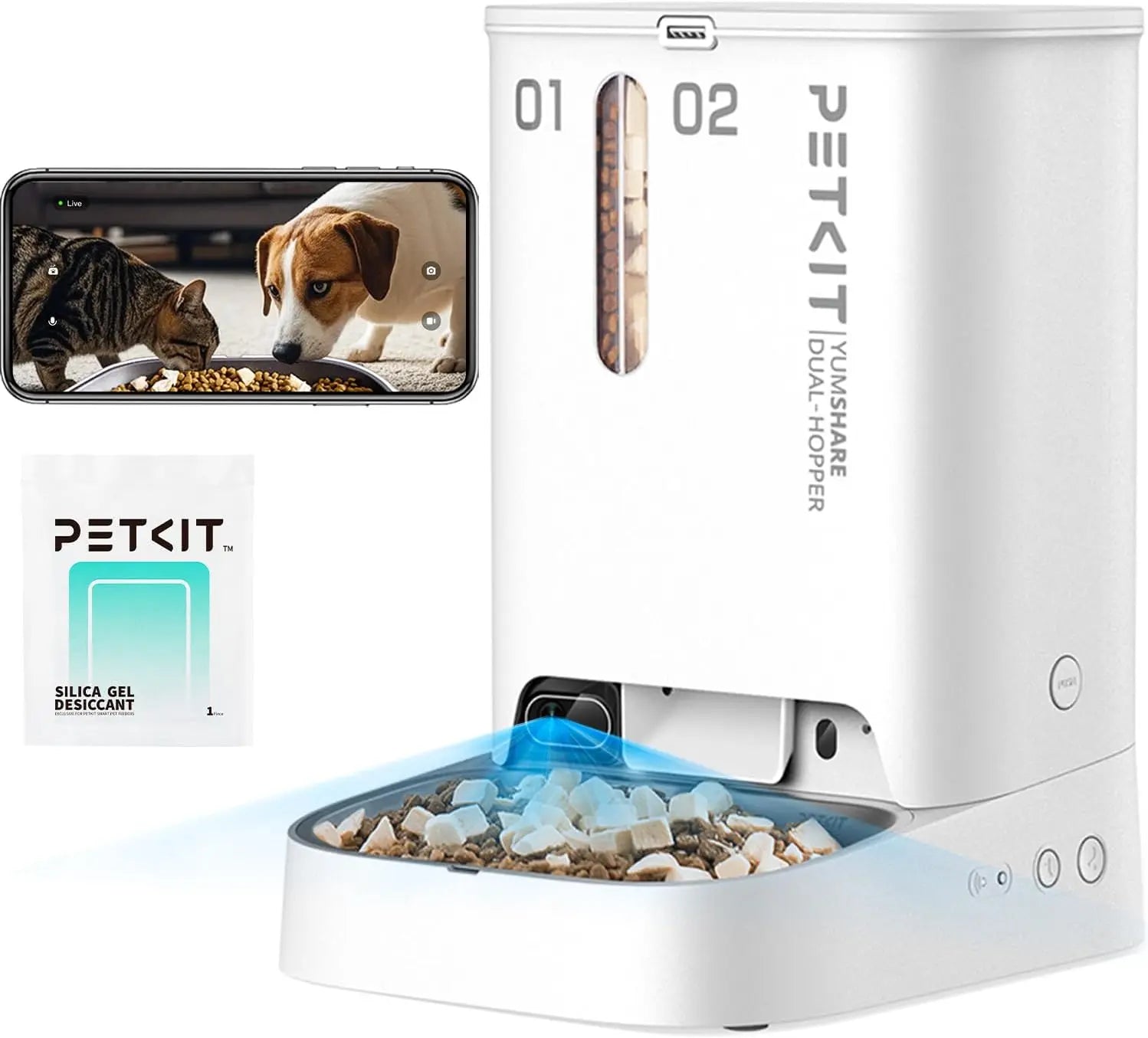 Smart Automatic Pet Feeder with 1080P Camera, Dual Hopper, and Two-Way Audio by PetZync