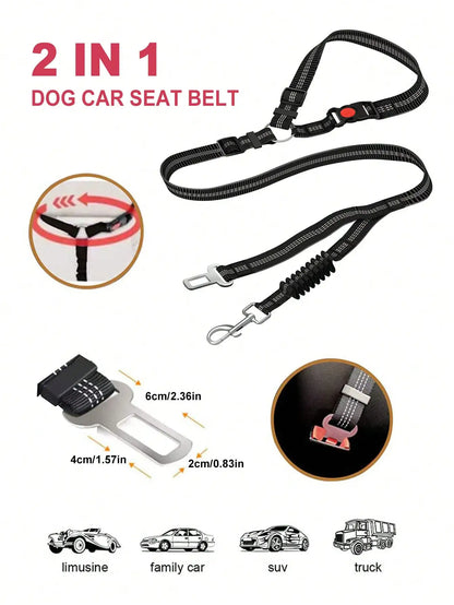 2-in-1 Adjustable Dog Car Seat Belt with Headrest Restraint by PetZync