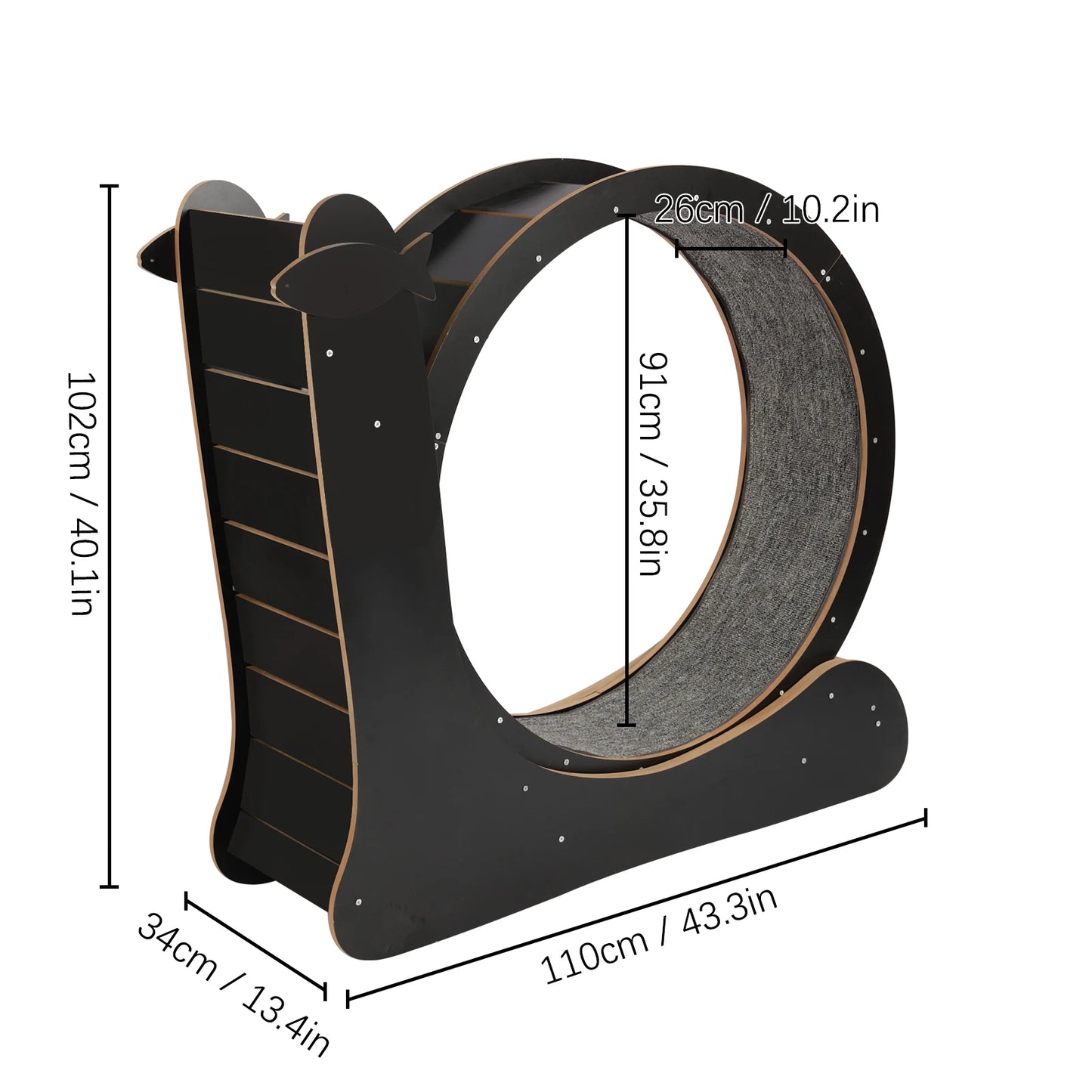 Indoor Cat Exercise Wheel with Carpeted Runway by PetZync
