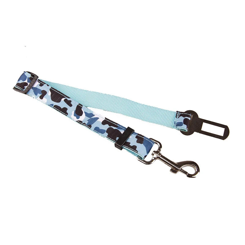 Adjustable Camouflage Denim Dog Car Safety Seat Belt Leash by PetZync