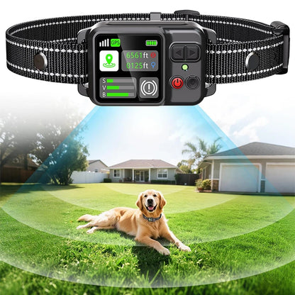GPS Wireless Dog Fence Collar with Adjustable Boundary Range by PetZync