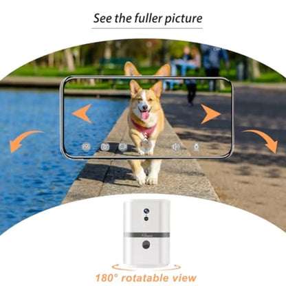AI Dog Camera with Automatic Treat Dispenser and 180° Pan View by PetZync