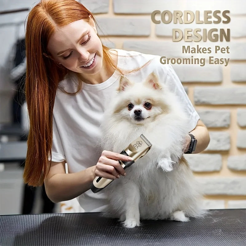 USB Rechargeable Low-Noise Pet Grooming Clipper Kit with Ceramic Blade by PetZync