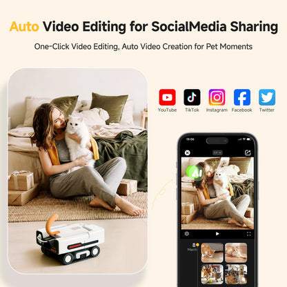 2K Smart Pet Camera Rover with Auto Tracking & Two-Way Talk