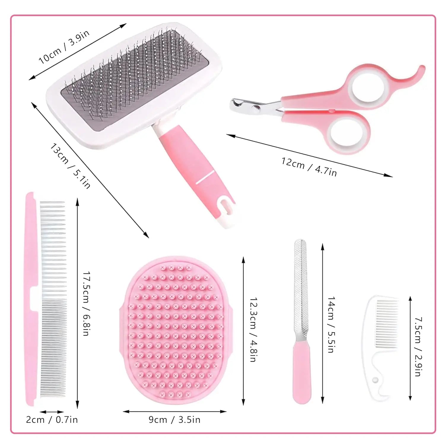 Small Animal Grooming Kit with Slicker Brush, Massage Glove, Comb and Nail Clipper by PetZync