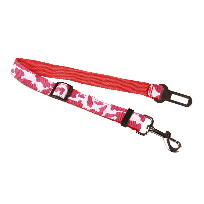 Adjustable Camouflage Denim Dog Car Safety Seat Belt Leash by PetZync