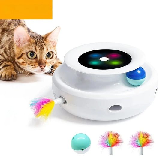 2-in-1 Automatic Feather and Ball Toy for Cats by PetZync