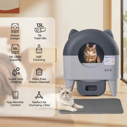 Extra Large Automatic Cat Litter Box with App Control and Odor Management by PetZync
