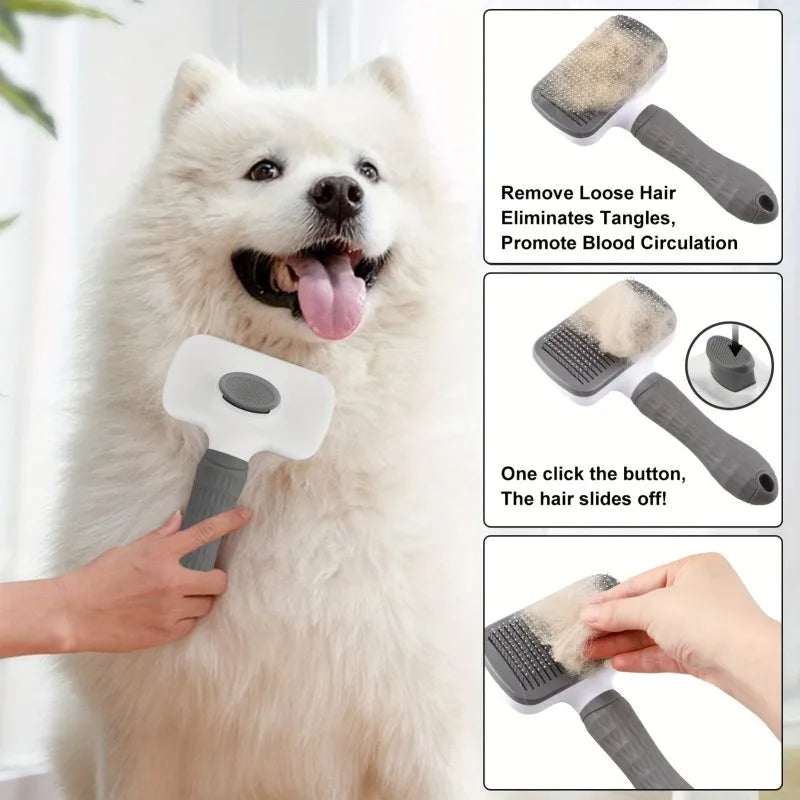 Self-Cleaning Slicker Grooming Brush for Dogs and Cats by PetZync
