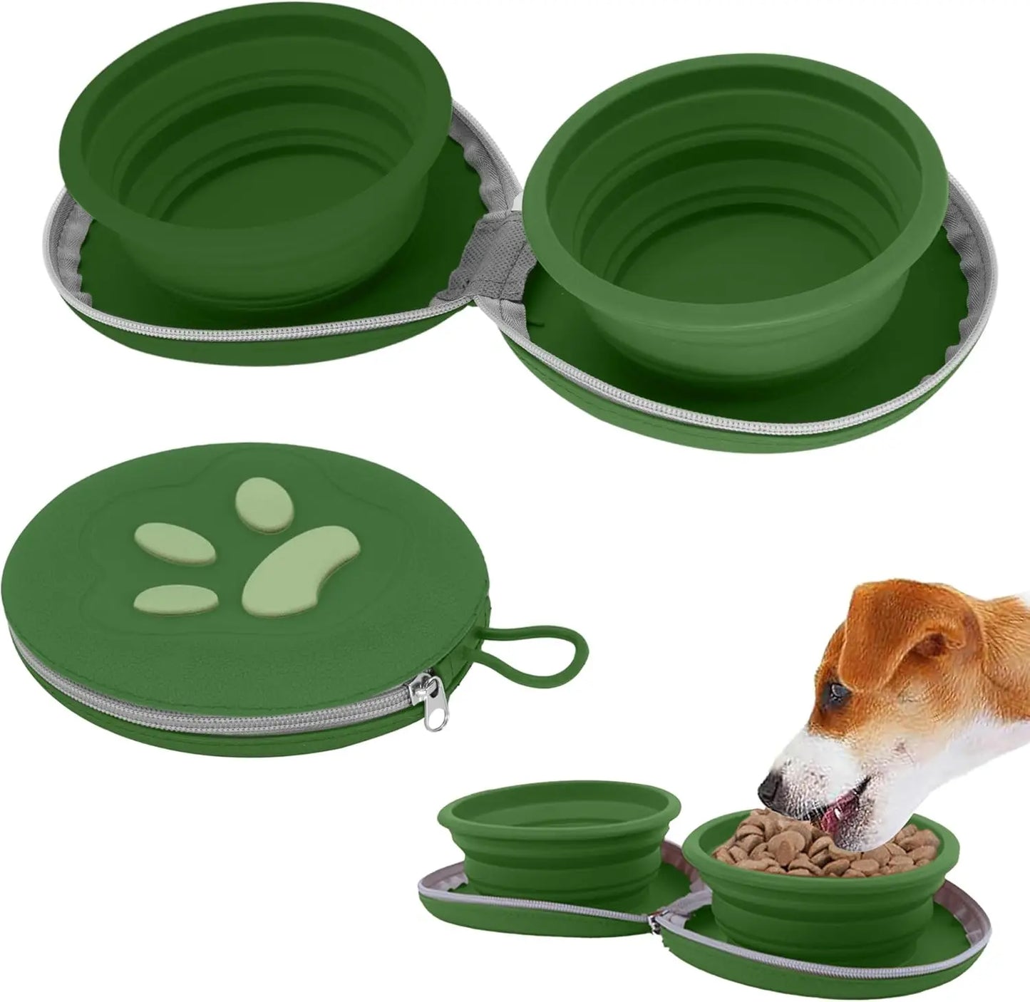 2-in-1 Collapsible Pet Travel Bowl for Food and Water by PetZync