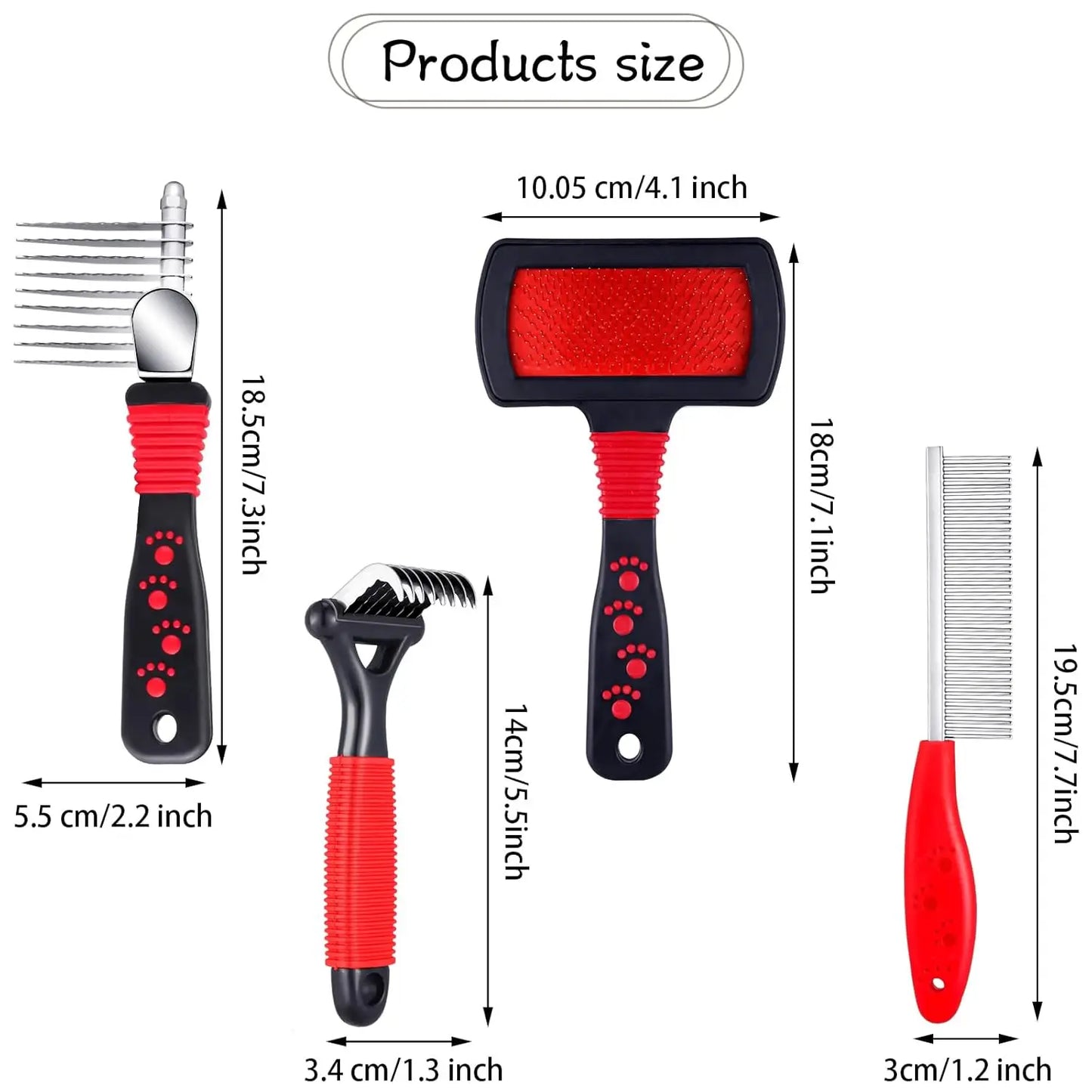 4-Piece Pet Grooming Kit with Dematting Combs, Slicker Brush and Steel Comb by PetZync