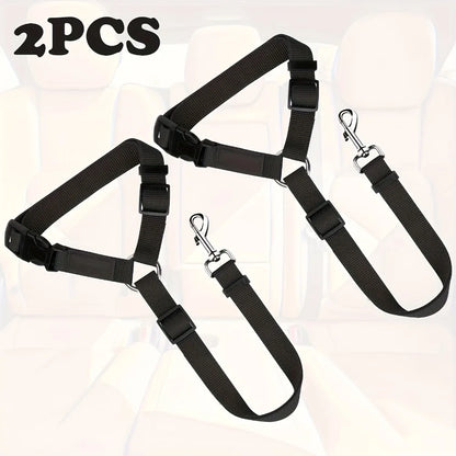 2-Pack Adjustable Dog Car Seat Belt Leashes with 360° Swivel Clip by PetZync