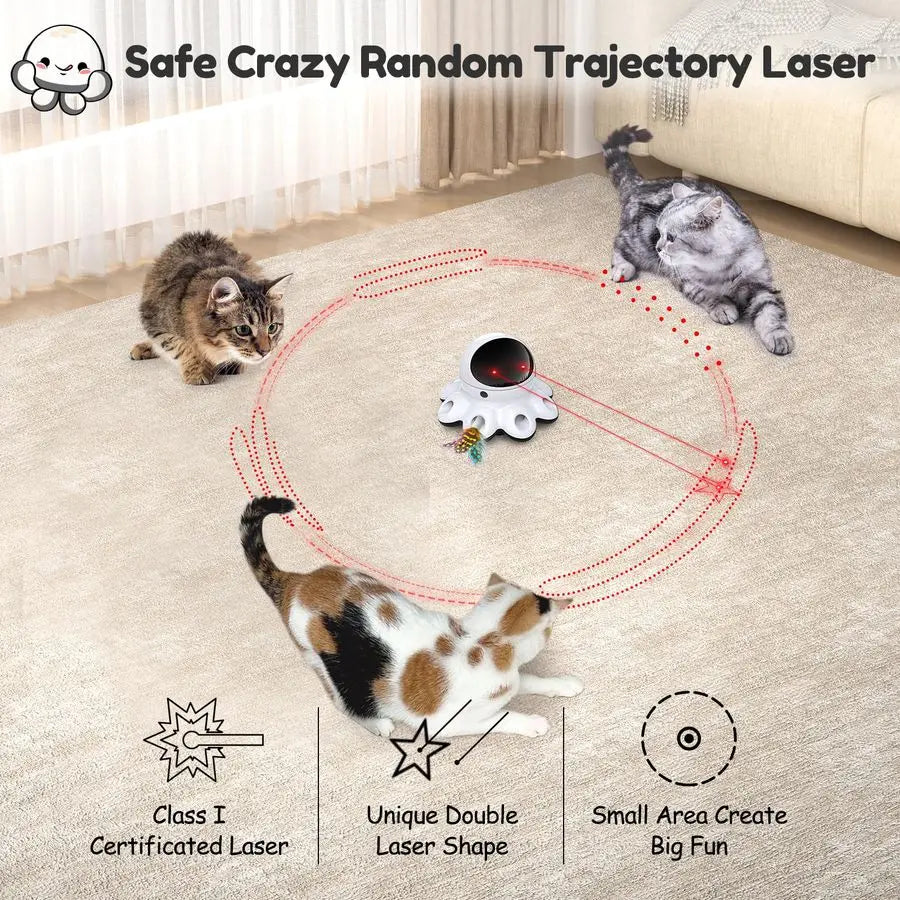2-in-1 Interactive Automatic Cat Laser Toy with Feather Whack-a-Mole by PetZync