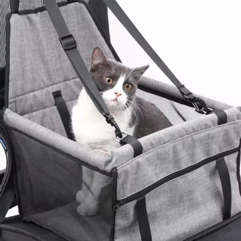 Foldable Pet Car Seat Hammock with Safety Harness for Dogs and Cats by PetZync