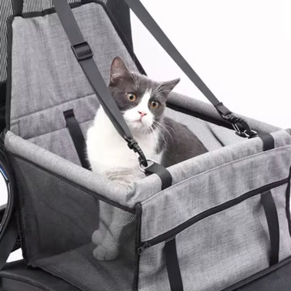 Foldable Pet Car Seat Hammock with Safety Harness for Dogs and Cats by PetZync