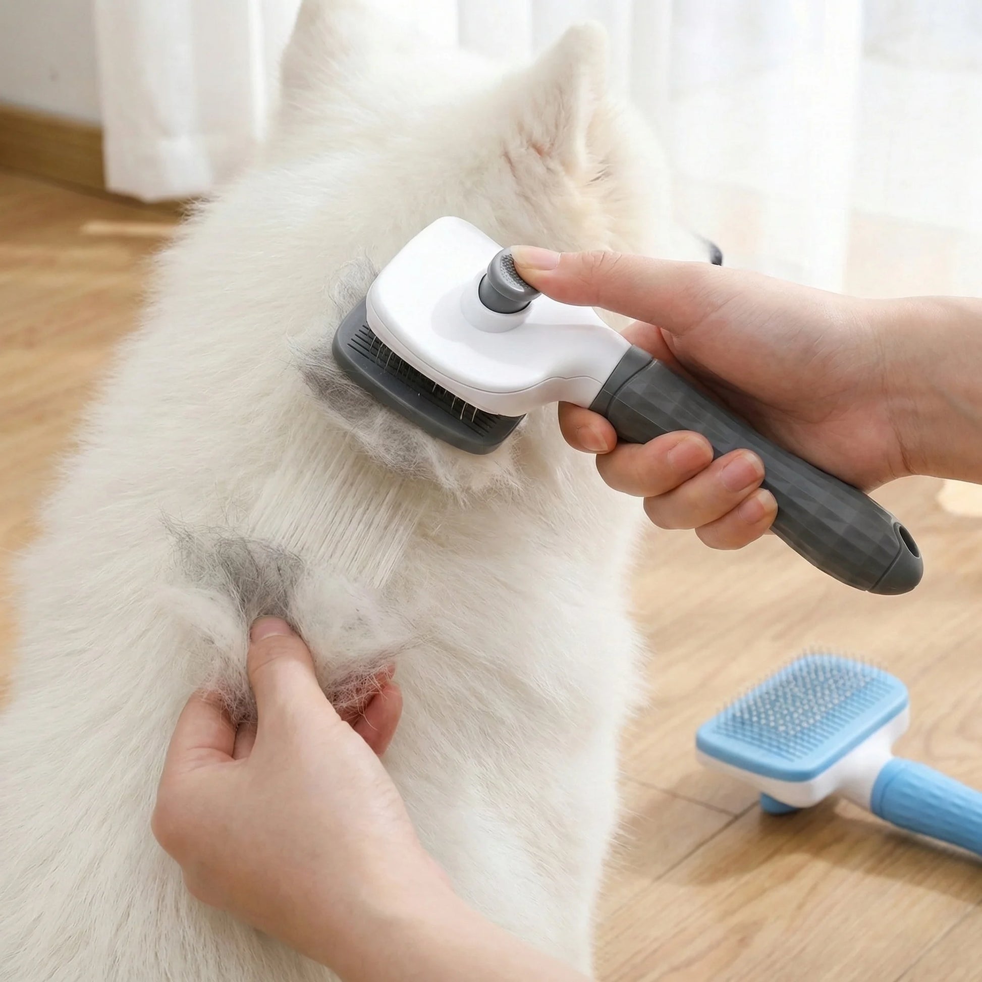 Self-Cleaning Slicker Grooming Brush for Dogs and Cats by PetZync
