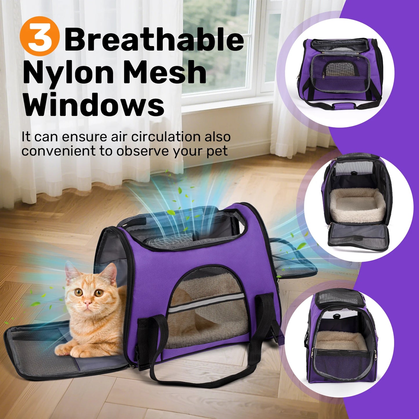 Soft-Sided Foldable Pet Carrier for Cats and Small Dogs up to 20 lbs by PetZync