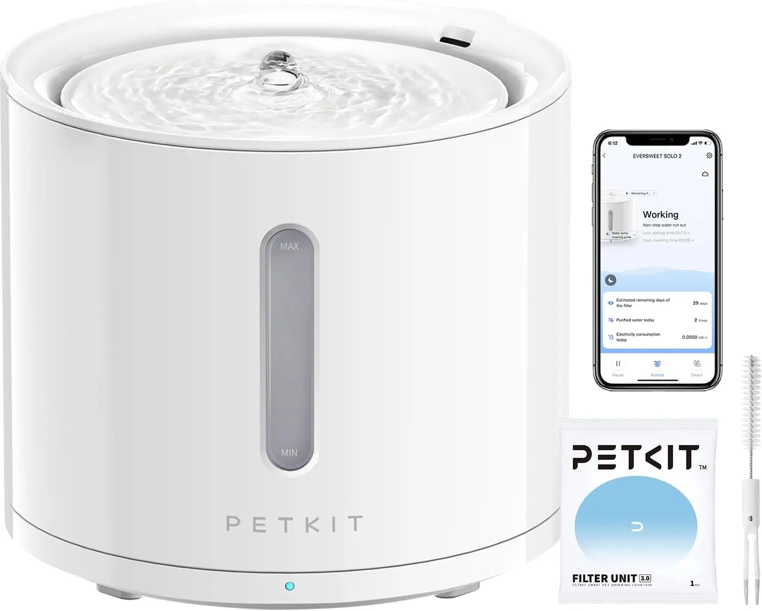 App-Controlled Pet Water Fountain with 3 Modes and Water Level Window by PetZync