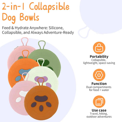 2-in-1 Collapsible Pet Travel Bowl for Food and Water by PetZync