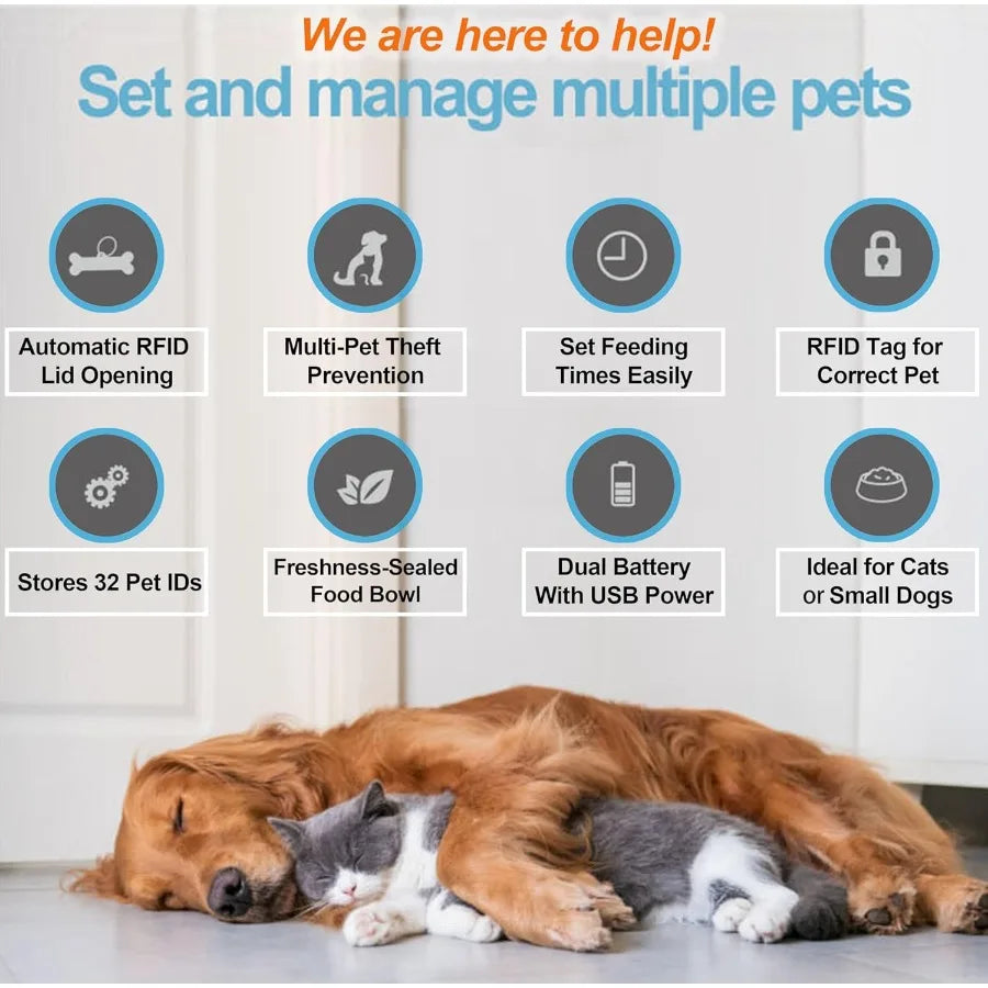 RFID Automatic Pet Feeder with Dual Power for Multi-Pet Feeding by PetZync
