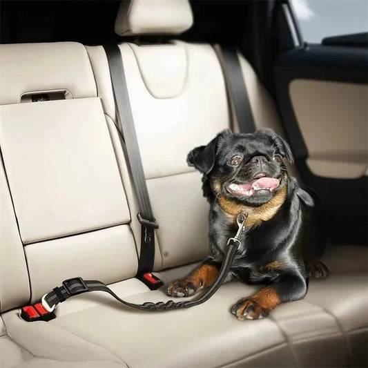 Reflective Adjustable Dog Car Seat Belt with Bungee Safety Leash by PetZync