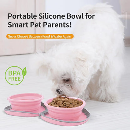 2-in-1 Collapsible Pet Travel Bowl for Food and Water by PetZync