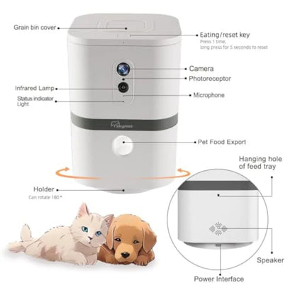 AI Dog Camera with Automatic Treat Dispenser and 180° Pan View by PetZync