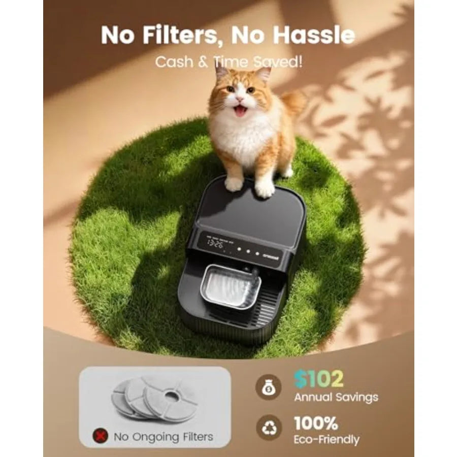 Wireless Filterless Cat Water Fountain with Stainless Steel Bowl, 3.5L by PetZync